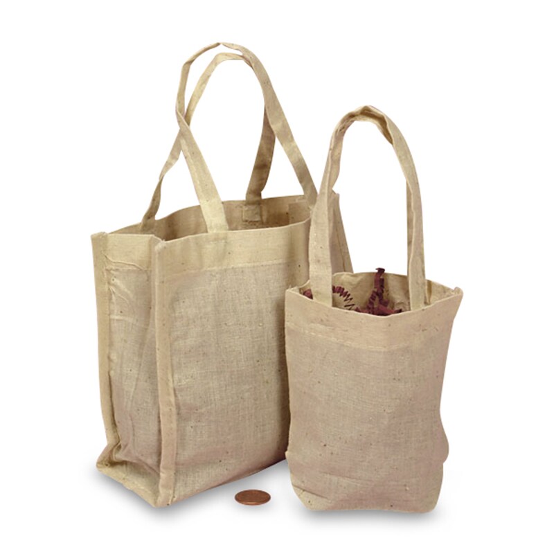 Small bleached cotton bags are attached with 2 strap handles. A great ...