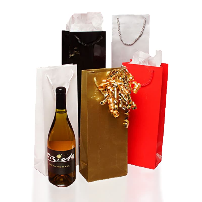 Colored Glossy Paper Wine Bottle Euro Totes