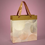 Designer Patterns On Euro Totes - White  Gold Circle Dots