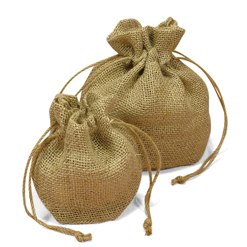 Natural Burlap Round Bottom Bags