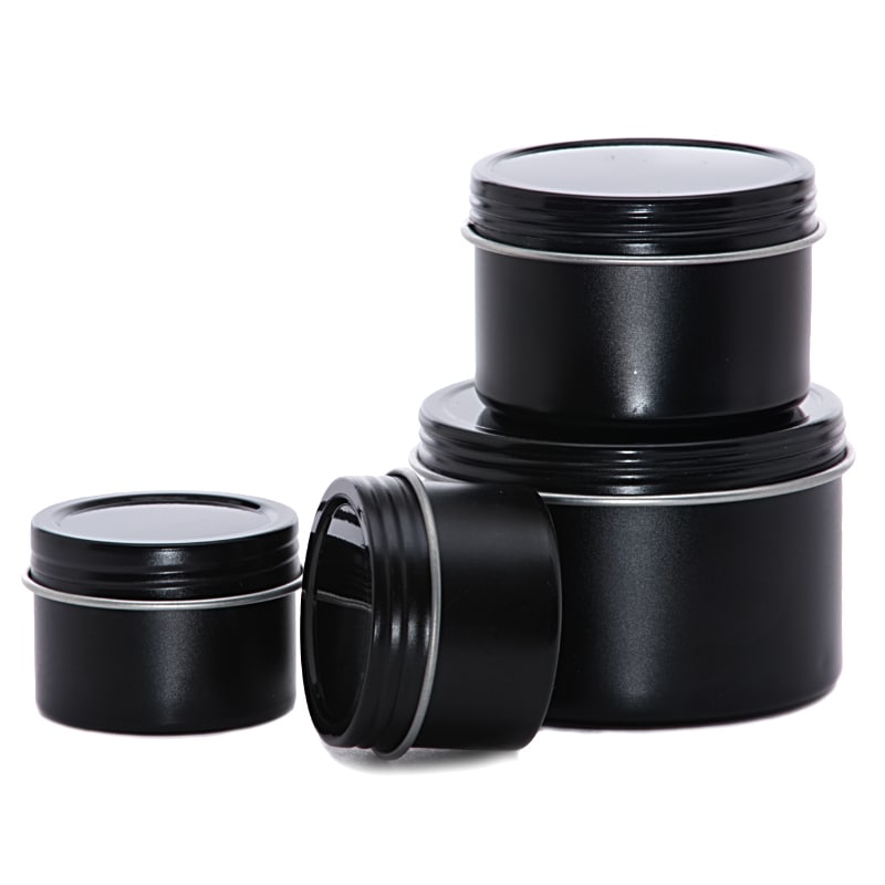 Black Screw Top Round Tin Cans | Shop Papermart.com