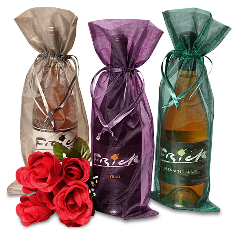 Colored Organza Fabric Wine Bags | Paper Mart