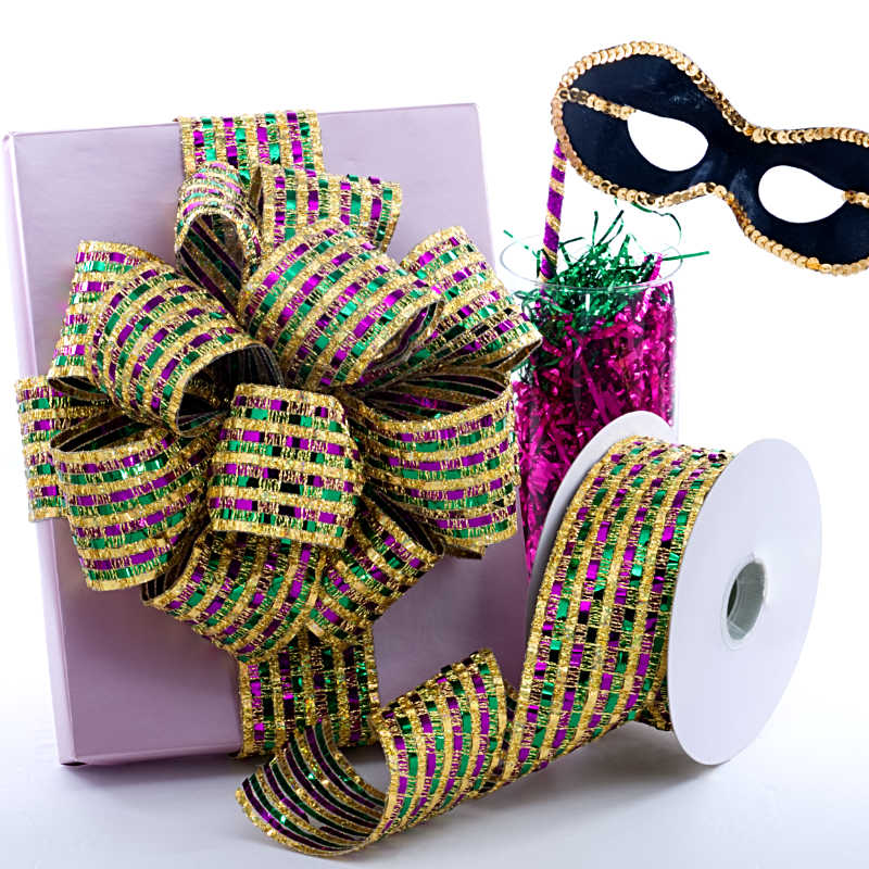 Mardi Gras Stream Metallic Ribbon Shop