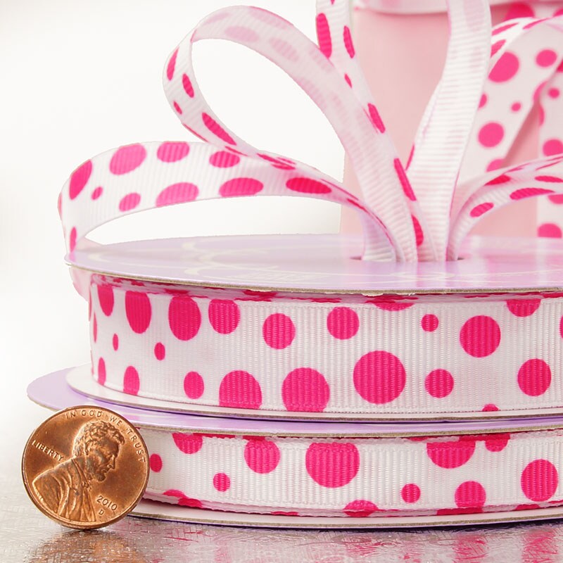 Pretty Pink Polka Dot Grosgrain Ribbon 7979