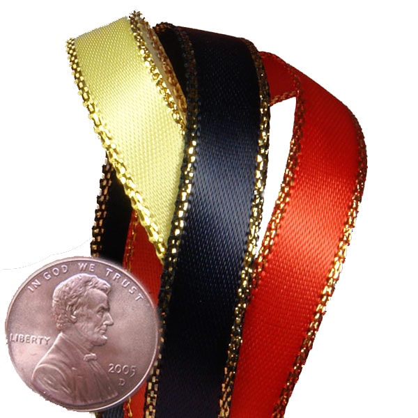 Thin Satin Ribbon with Gold Edging |Shop Paper Mart