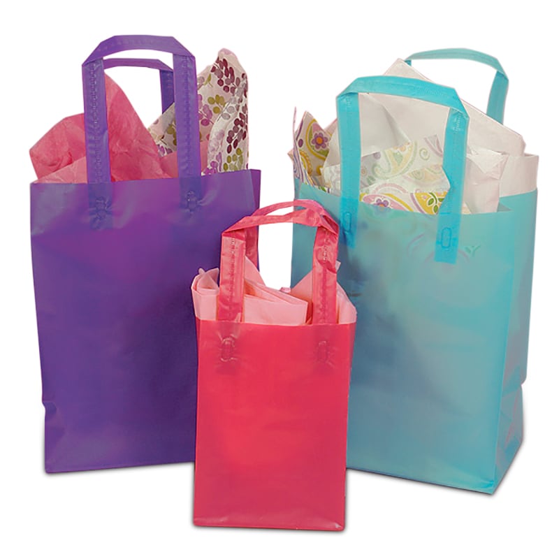 Frosted Shopping Bags with Handles at Paper Mart