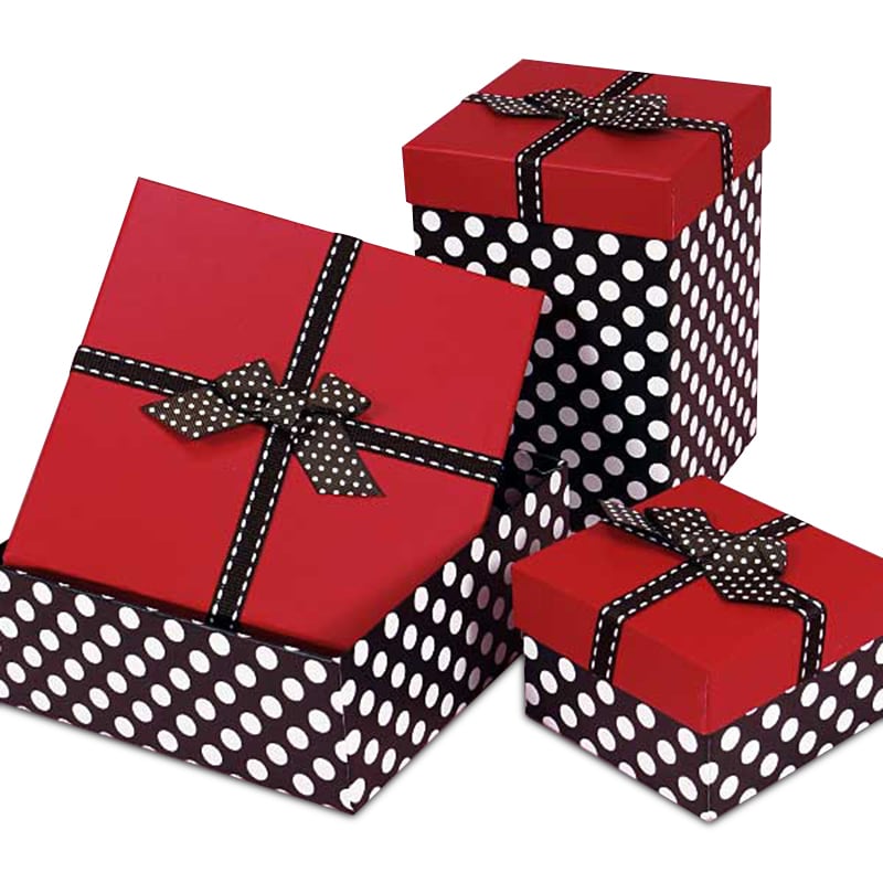 Red Top Polka Dot Box With Ribbons 8925