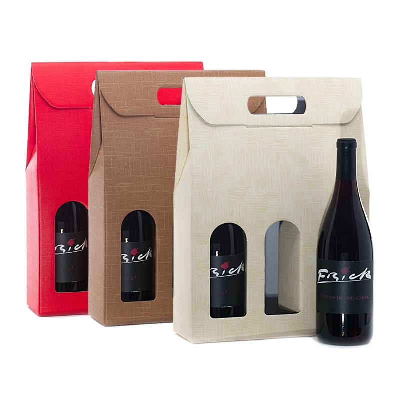 3-Bottle Canvas Embossed Wine Carry Box | Shop PaperMart.com