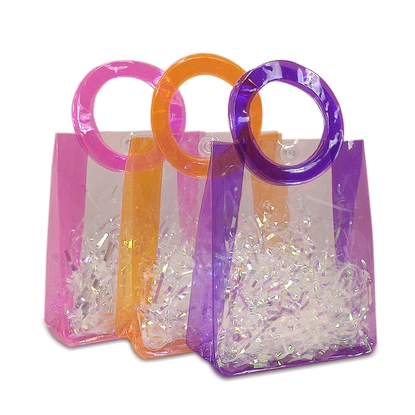 Colored Circle Handle Soft Vinyl Bags