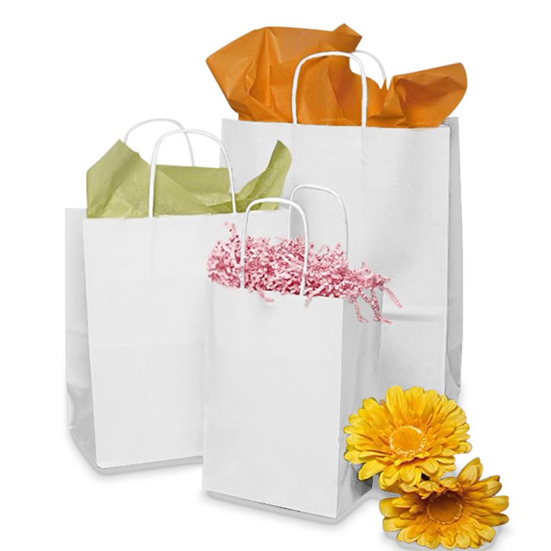 Custom Logo White Shopping Bags Merchandise Plastic Glossy 