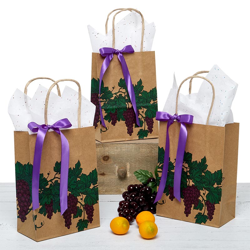 Grape Print On Twisted Handle Shopping Bags | Shop PaperMart.com