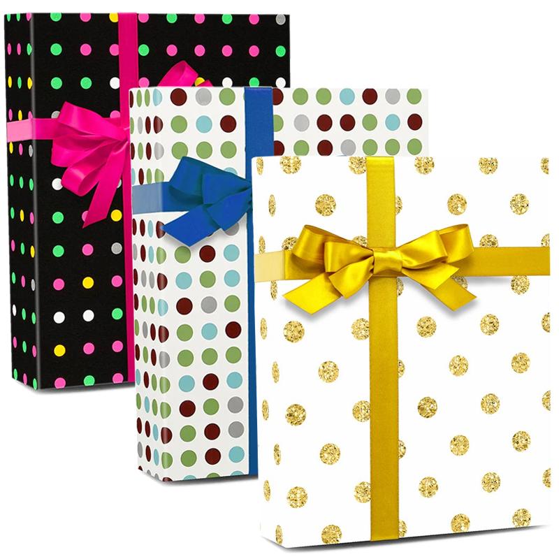 Christmas Gift Gold And White Wrapping Paper Valentine's Day Birthday Gift  Box Wrapping Paper Polka Dots Wrapping Paper 
