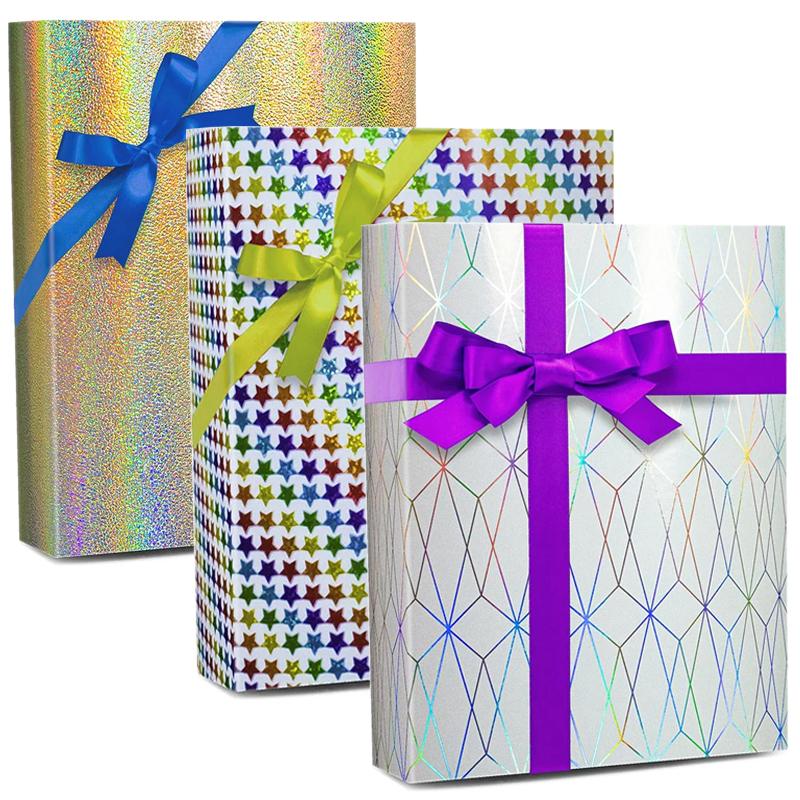 Aqua Wrapping Paper Gift Wrap Holographic Sheets 10 Circles Holographic Ds1