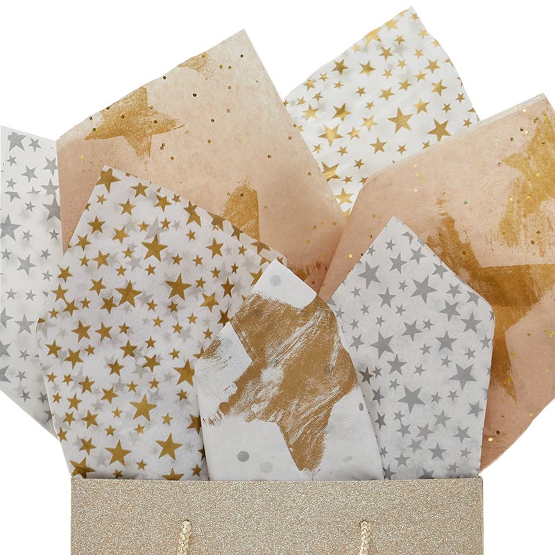 Silver Stars Patterned Tissue Paper - 20 x 30 Sheets - 20 Sheets