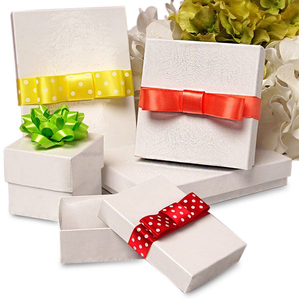 100 Assorted White outlet Jewelry Display Cotton Boxes Gift Box Set