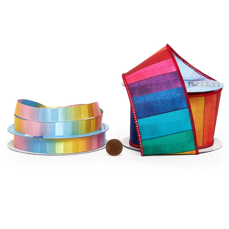 Rainbow Satin Wired Ribbon