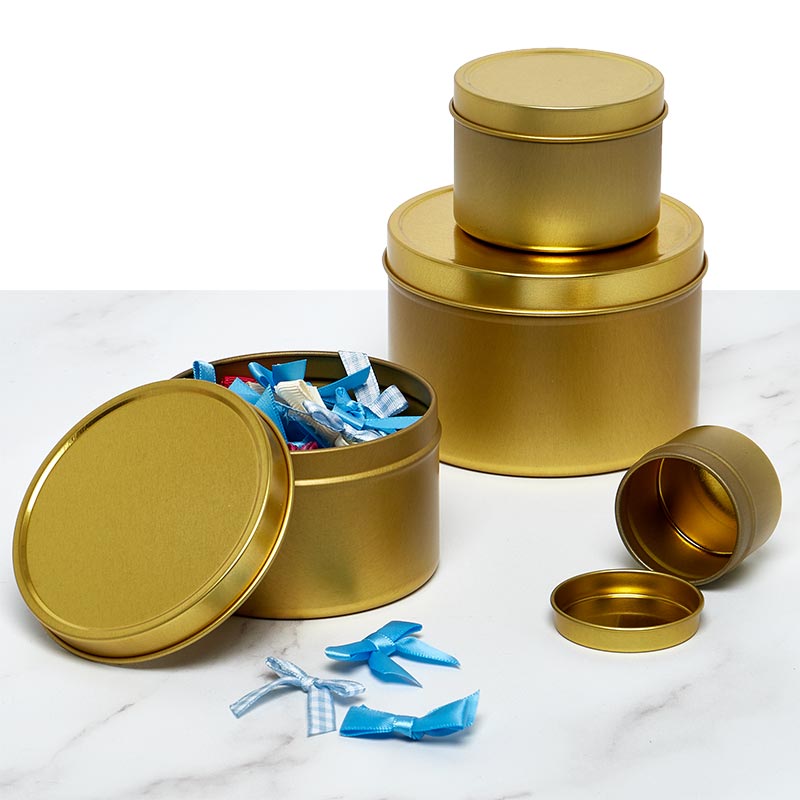 Decorative Tins, Gold Tin Containers in Stock - ULINE