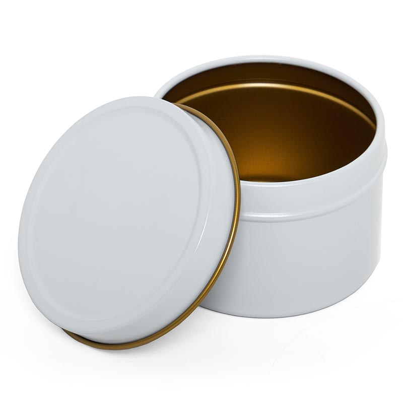 Deep Metal Tins - Round, 4 oz, Solid Lid, Gold