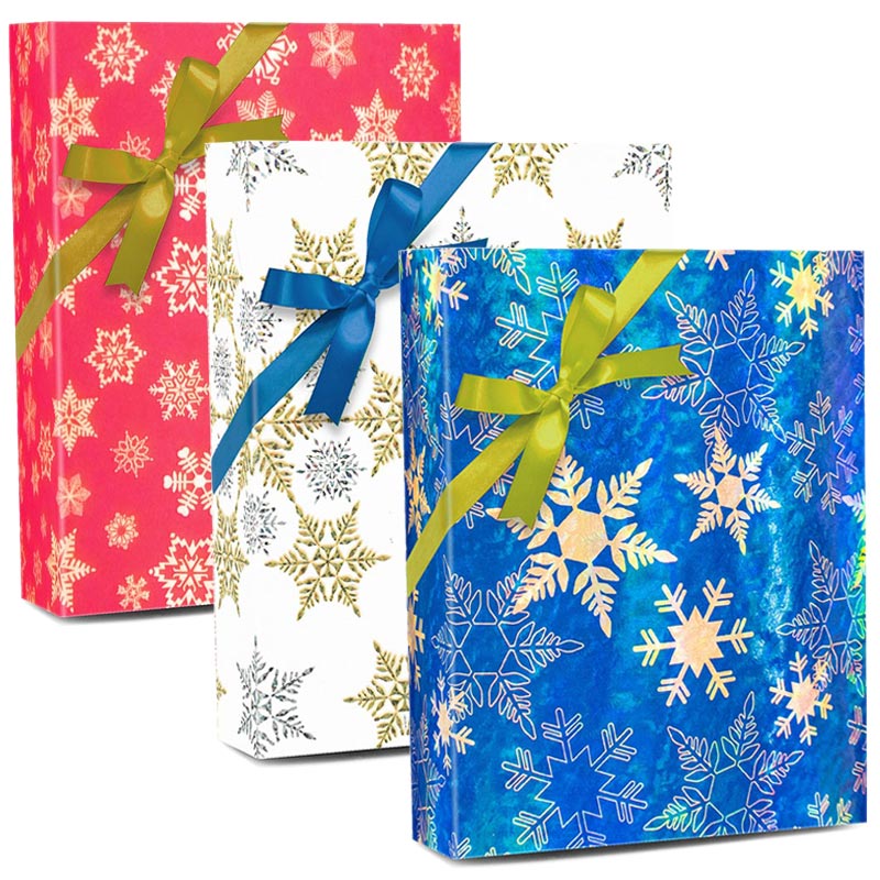 blue snowflake wrapping paper