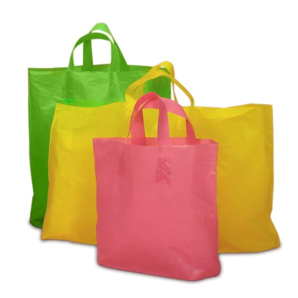 Shopping Bags for Boutique - 25 Pack White Plastic Totes with Soft Loop  Handles, Large Opaque Bags in Bulk for Small Business, Retail Stores,  Parties