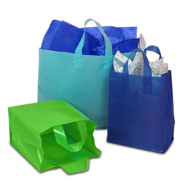 16 X 6 X 12 Colored Frosty Plastic Shopping Bags Case Of 250 | GuardianPKG