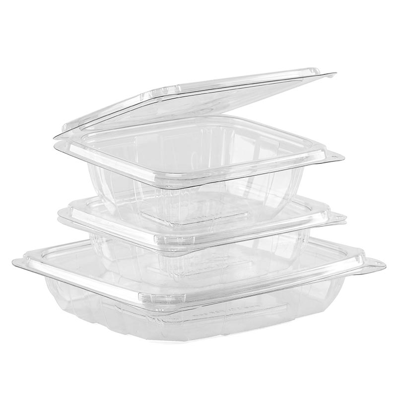 Disposable Pet Hinged Food Container + Lid - 120ml (Round) Transparent