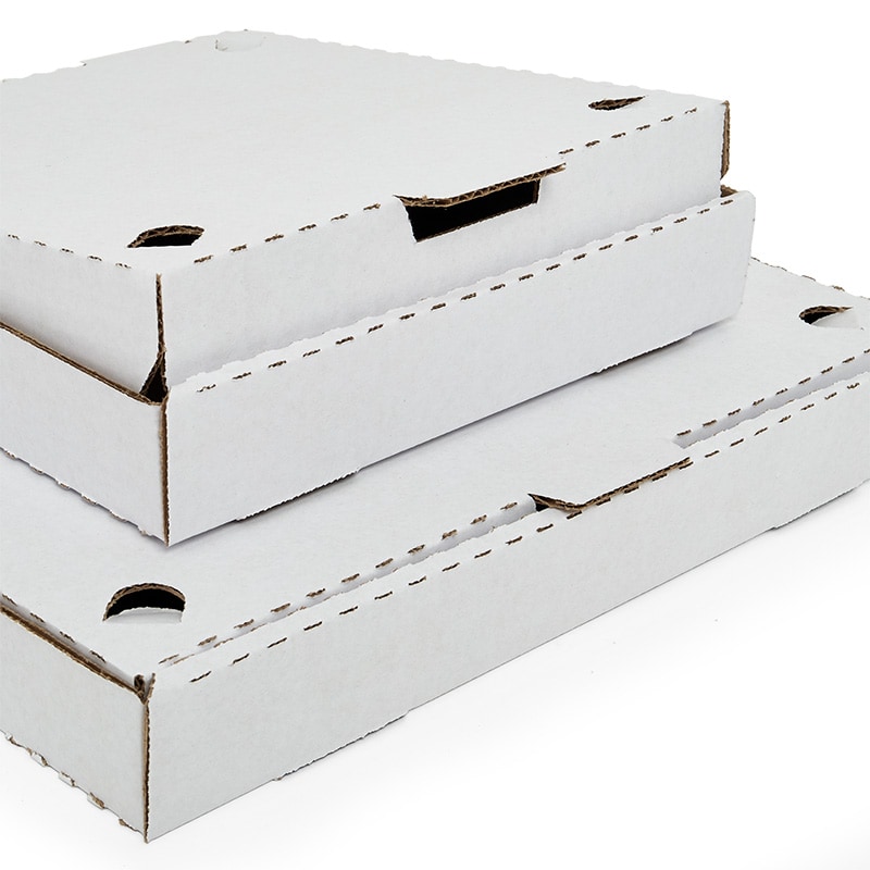 White Cardboard Pizza Boxes, Takeout Containers - 18 x 18 Pizza Box size, Corrugated, Kraft - 50 Pack
