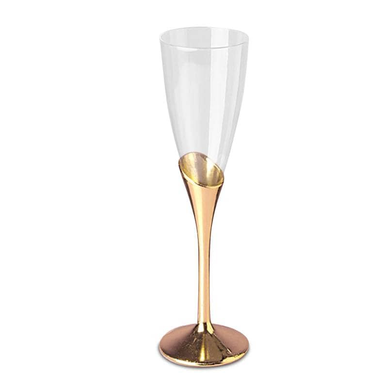 eventpartener 24 Pcs Disposable Stemless Wine Glasses and Champagne Glasses  set, 12 pcs 16 oz Plastic Wine Cups & 12 pcs 9 oz Champagne Flutes, Gold  Rim Unbreakable Toasting Glasses, Ideal for Party