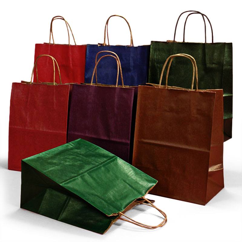 Kraft Tinted Color Shopping Bags - 8 x 4 1/2 x 10 1/4, Cub, Burgundy  S-8591BU - Uline