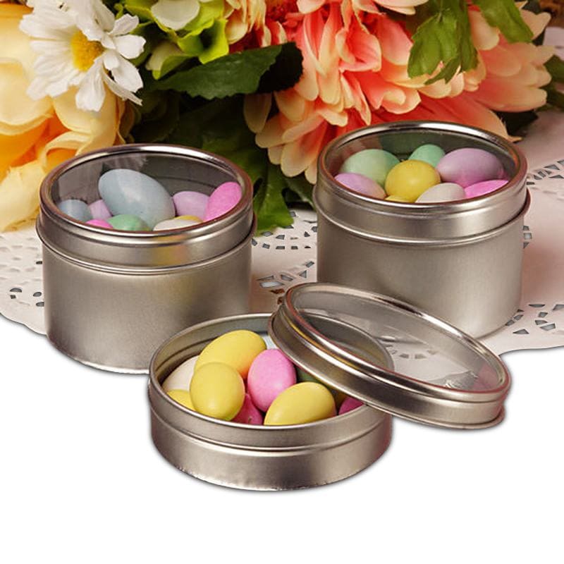 Brand: BakeMate, Type: Metal Round Boxes With Clear Top Window, Specs:  Aluminum Tin Cans, Keywords: Packaging Jar, Baking Mold, Cake Pan, Key  Points: Durable, Airtight Seal, Stain Resistant