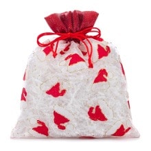 White & Red Santa Hats Sheer Fabric Bag