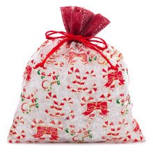 Candy Canes Christmas Bag with White Ribbon