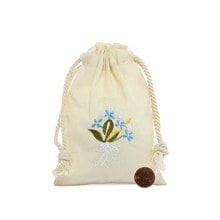 Botanical Embroidered Cotton Muslin Mini Pouches