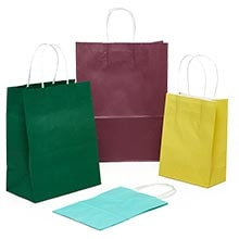 Colored Shopping Paper Bag, 5 1/4 X 3 1/2 X 8 1/4, Small Retail Bags