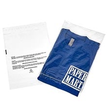 Lip & Tape Self Sealing Poly Bags with Safety Message - 1.5 mil