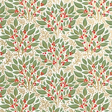 Holly Tapestry White Gift Wrap - 30 X 833' - Gift Wrapping Paper by Paper Mart