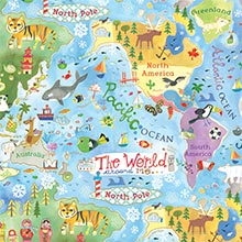 World Map Gift Wrap - 24 X 417' - Gift Wrapping Paper by Paper Mart