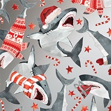 Christmas Shark Gift Wrap - 24 X 833' - Gift Wrapping Paper by Paper Mart