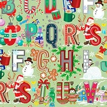 Christmas Alphabet Mint Gift Wrap - 30 X 417' - Gift Wrapping Paper by Paper Mart