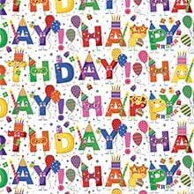 Birthday Characters Gift Wrap - 30 X 833' - Gift Wrapping Paper by Paper Mart