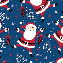 #h9397 Blue Santa-Tizer - Gift Wrap - 26 X 833' - - Gift Wrapping Paper by Paper Mart