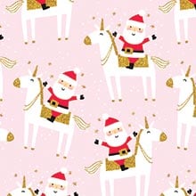 #h9406 Santa Pink Unicorn - Gift Wrap - 30 X 833' - - Gift Wrapping Paper by Paper Mart