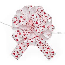 5-1/2" Patterned Poly Pull String Bows - Hearts