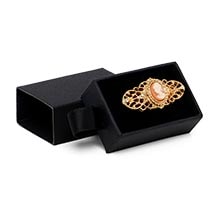 Black Slide Open Jewelry Boxes with Satin Pull