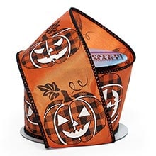 Halloween Pumpkin Wired Ribbon