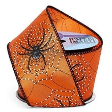 Orange Spider Web Wired Ribbon