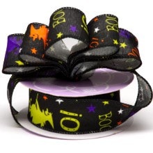 Black Boo Halloween Wired Ribbon