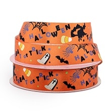 Narrow Halloween Patterns Satin Ribbon