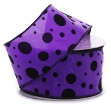 Flocked Dots Satin Wired Ribbon