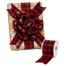 Red / Black Gingham Christmas Ribbon